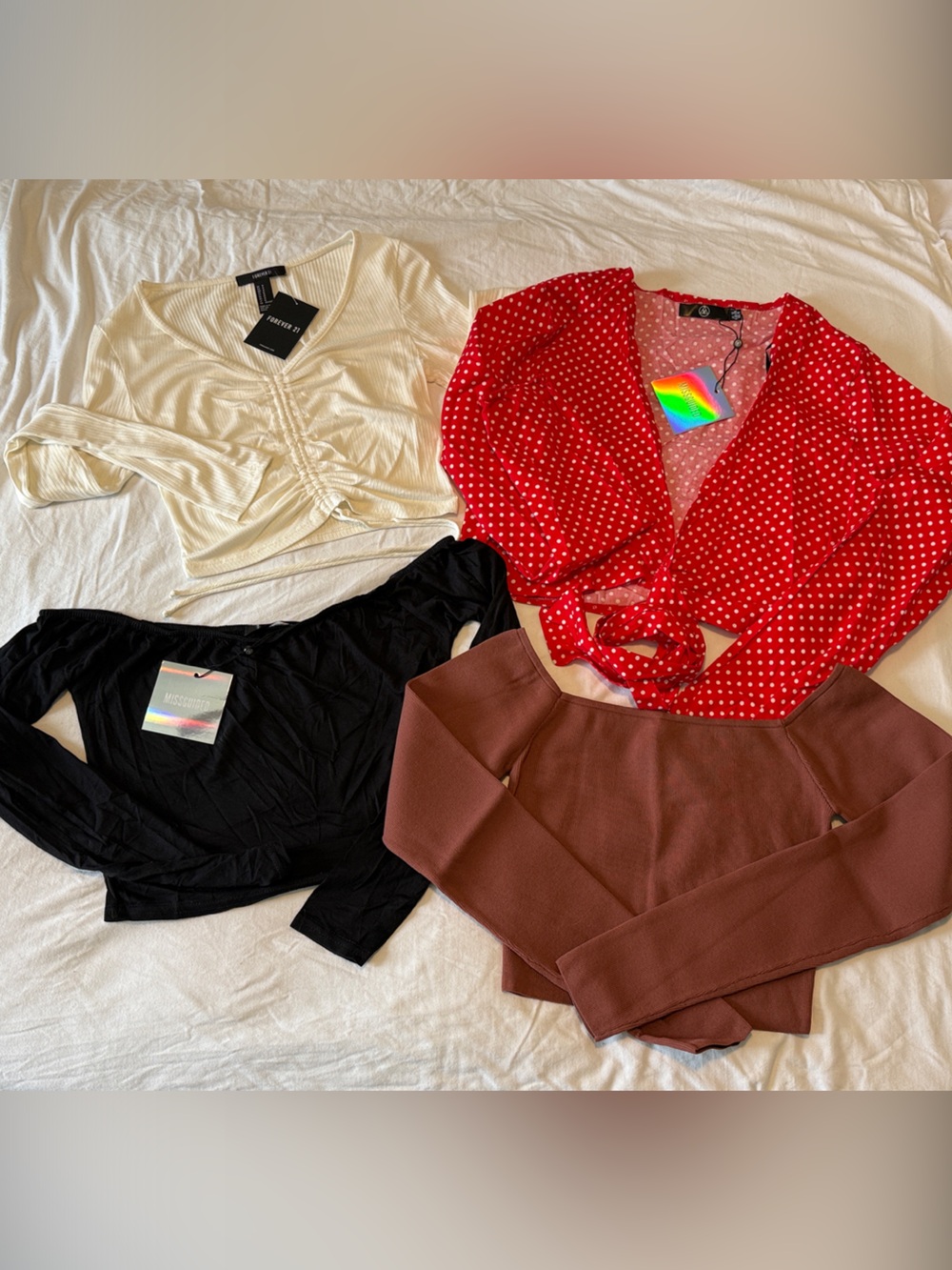 Cropped long sleeve tops - set of 4